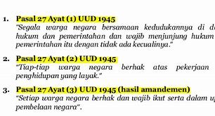 Pasal 27 Ayat 1 Dan 2 Uud 1945 Penjabaran Pancasila